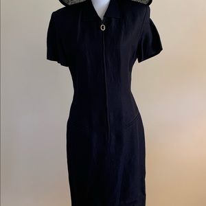 Linen/silk zip front dress